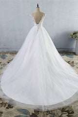 Strapless Lace Appliques Ball Gown Wedding Dresses For Black girls Sleeveless Bridal Gowns with Sweep Train