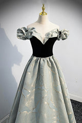 Stylish Satin Long A-Line Prom Dress Outfits For Girls, Off the Shoulder Evening Party Dress