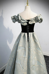 Stylish Satin Long A-Line Prom Dress Outfits For Girls, Off the Shoulder Evening Party Dress