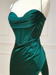 Sweetheart Neck Green Mermaid Long Prom Dresses For Black girls For Women, Green Long Formal Evening Dresses