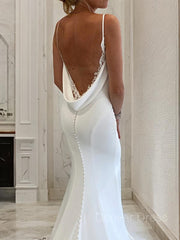 Mermaid V-neck Cathedral Train Charmeuse Wedding Dresses For Black girls With Appliques Lace