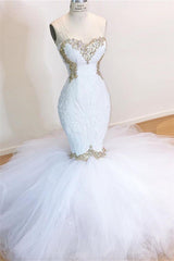 White Lace Mermaid Sweetheart Simple Wedding Dresses For Black girls for Sale